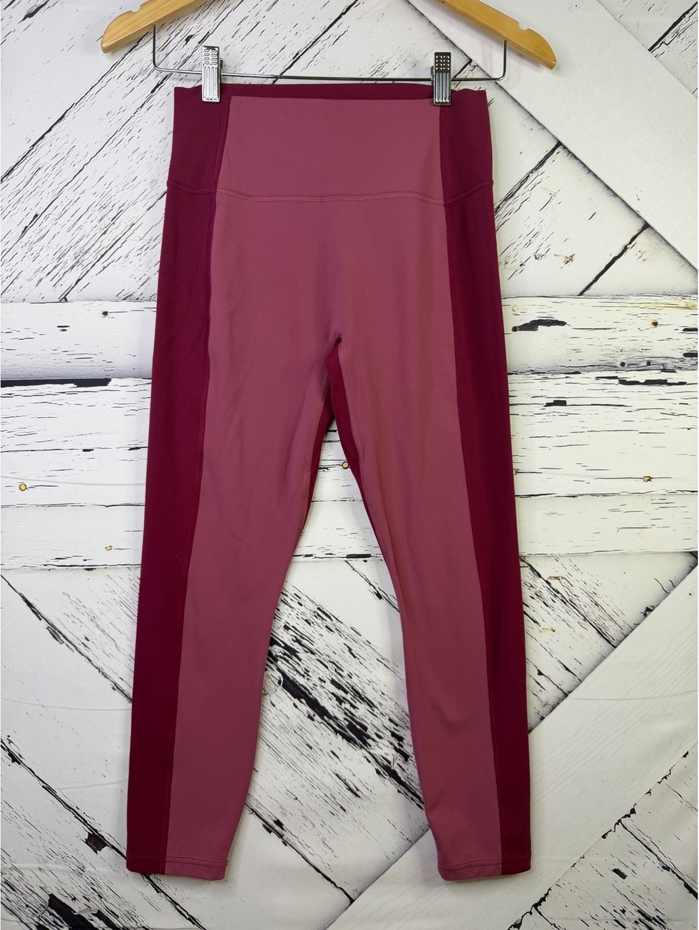 Athleta Transcend Colorblock 7/8 Leggings High Rise Berry Rose Women’s M NWOT
